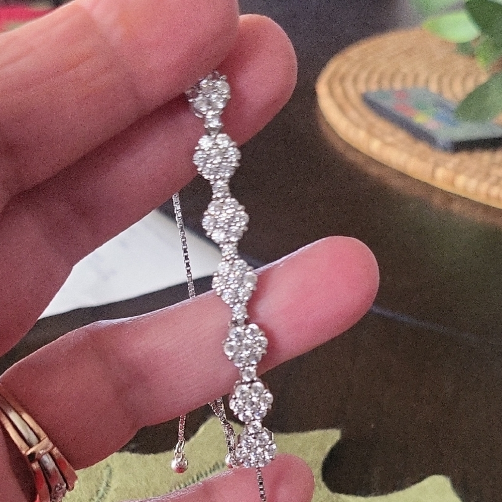 Sparkling Silver Floral CZ Bracelet - Women